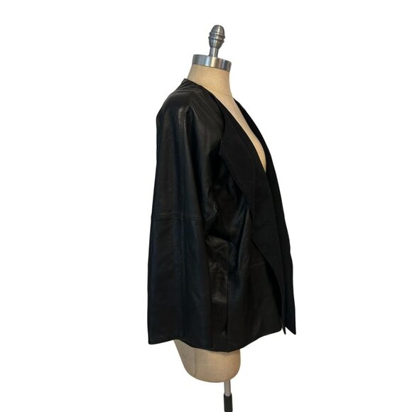 Talbots Black Buttery Leather Open Front Jacket Size 18 - Picture 2 of 5